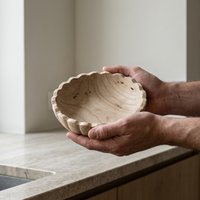 Creatieve schaal van paulowniahout met bloemblaadjesrand - Minimalistische handgesneden houten schaal voor fruit, snacks en salade