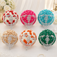 Bouquet de mariée personnalisé en ruban de satin et cristaux, provenant de Chine, pour la décoration de table de mariage, 21 cm