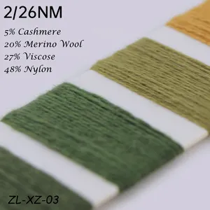 5% kasmir 20% Merino 2/26NM 27% wol Viscose 48% nilon poliamida tenun dicelup mesin rajut datar benang kasmir