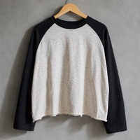 T-shirt personnalisé JUSHENG en tricot gaufré pour homme, couleur unie, manches raglan longues, coupe ample, style streetwear