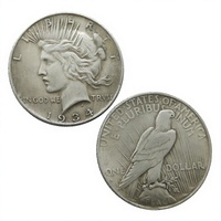 Pièce commémorative en laiton plaqué argent de style antique, double face, motif Dollar de la Paix, ornement pour cadeau et décoration intérieure