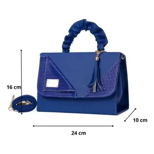 Sac de plage bleu pour femme Fana Mirta, taille moyenne, imperméable, imprimé diamant et perles, style décontracté, double poignée, forme rectangulaire - Product Image 5