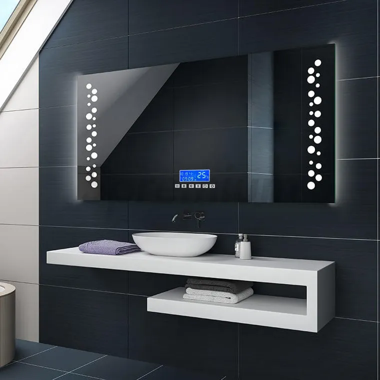 Intelligent bathroom make up mirror with blue-tooth and Touch screen no fog