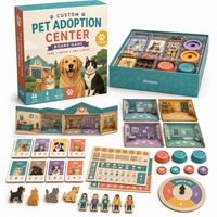 Jeu de société de stratégie en carton à 5 plateaux sur le thème de la protection animale pour centres d'adoption et refuges pour animaux, personnalisable pour les associations caritatives, avec espèces personnalisables