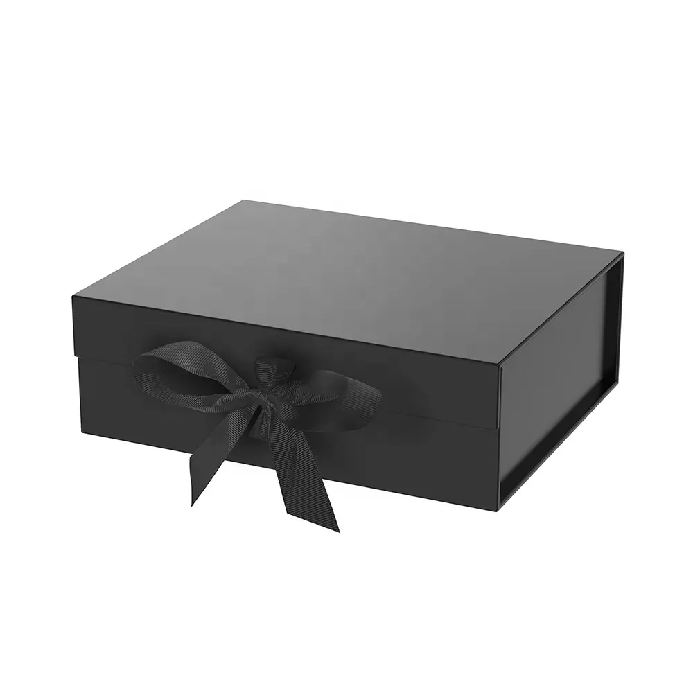 रिबन बो और चुंबकीय बंद के साथ उपहारों के लिए ढक्कन के साथ पेपर उपहार बॉक्स कठोर कार्डबोर्ड फोल्डिंग बंधनेवाला
