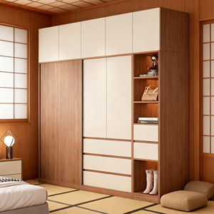 Armoire réglable en bois massif pour chambre à coucher/chambre d'enfant/salon - <span class=keywords><strong>Design</strong></span> moderne, gain de place, rangement facile, assemblage prêt à l'emploi - Product Image 1