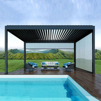 Pergola extérieure moderne bioclimatique en aluminium persiennes de toit électriques motorisées Vente en gros de bâtiments de jardin traités sous pression Nature