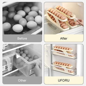 UFORU Plastic <strong>Egg</strong> Dispenser Rolling Storage Container Holder for Refrigerator <strong>Egg</strong> Organizer - Product Image 4
