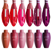 Aliver Vente en gros 6 couleurs Rouge à lèvres liquide design bowling Logo personnalisé Mini brillant à lèvres Teinte à lèvres imperméable