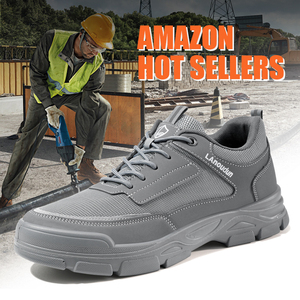 Chaussures <span class=keywords><strong>de</strong></span> sécurité <span class=keywords><strong>ultra</strong></span> légères Lanoudun pour hommes, embout en acier, résistantes aux perforations, confort tout au long <span class=keywords><strong>de</strong></span> la journée, cuir microfibre - Product Image 6