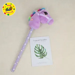 Plüsch Einhorn Stick Pferd Holz Rad echtes Pony Neigh und galoppieren den Sound Plüsch tier weiß 27 Zoll