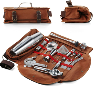 Bolsa de Herramientas para Barman, Kit de Viaje, Práctica, de Lona y Cuero, Antideslizante y Resistente al Desgaste - Product Image 1