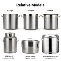Ensemble de casseroles en acier inoxydable pour la cuisine, grande casserole ronde de qualité, grande batterie de cuisine, marmite avec couvercle, cuisinière de grande capacité, ustensiles de cuisine