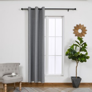 Tissu de lin étoile certifié GRS de haute qualité Double face entièrement occultant 100% polyester uni tissé sain bon marché Option noir - Product Image 1