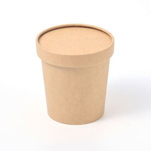 8Oz-32Oz Disposable Kraft Paper Porridge Bucket <b>Cover</b> Biodegradable Eco-Friendly Food Takeaway Salad Bowl Camping <b>Microwave</b> Safe - Product Image 3