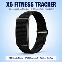 Pulsera Inteligente X6 Spovan sin Pantalla, 10g, IP68, Frecuencia Cardíaca Real 24/7, SpO2, Sueño, 128 Modos Deportivos, Control de Fotos por Gestos, LED, Batería de Larga Duración