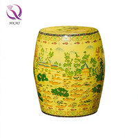 Tabouret Tambour en Céramique Vert Peint à la Main Écologique Style Famille Rose pour Usage Domestique, Extérieur et Jardin