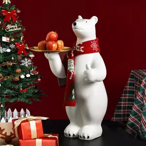 Año Nuevo Navidad oso polar de gama alta decoración de regalo Festival de Primavera hogar sala de estar TV bandeja piso adornos de almacenamiento