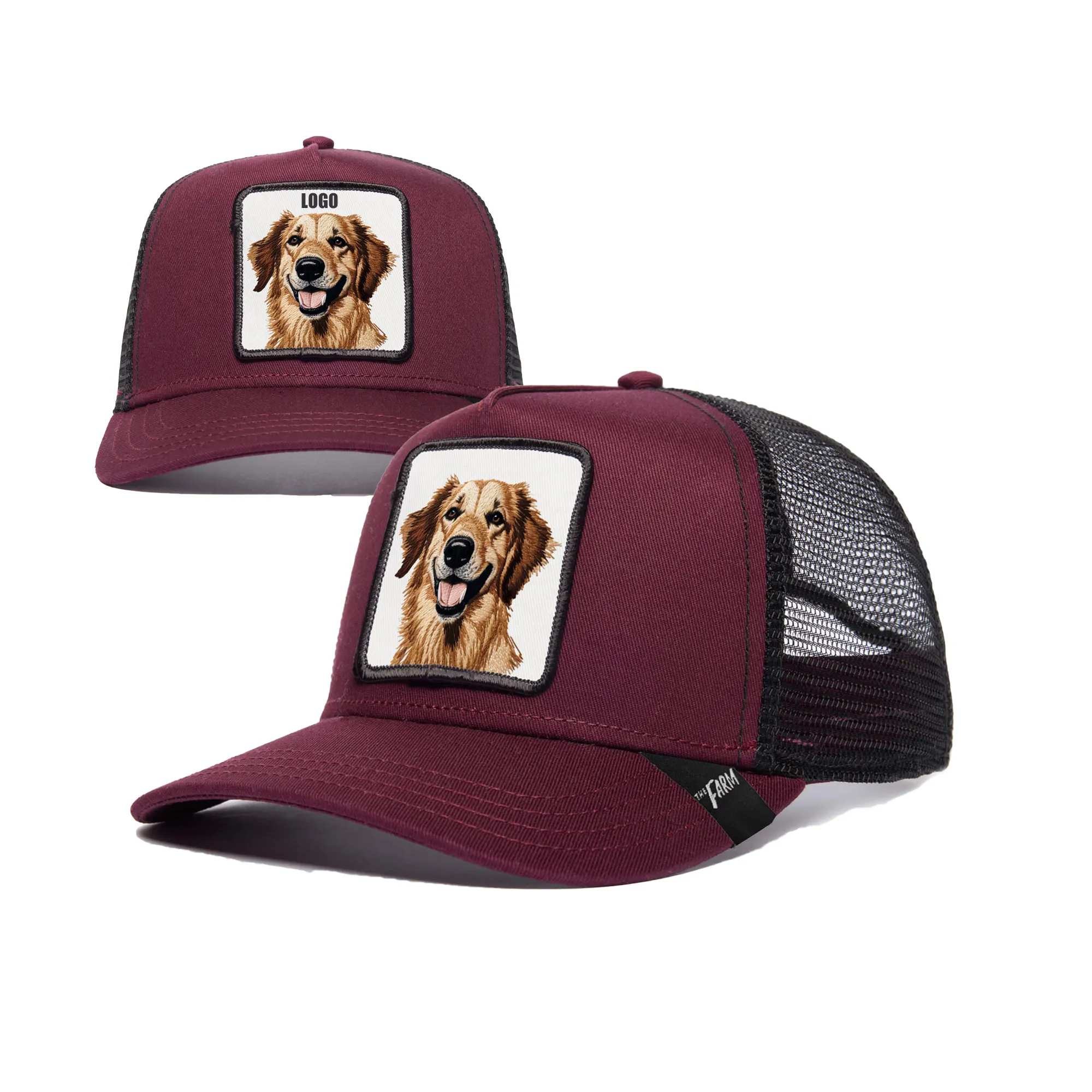 5 แผงโค้งชายตาข่าย Trucker หมวก 3D เย็บปักถักร้อยสัตว์รูปแบบหมวกกีฬา Premium Trucker Gorrs โลโก้ผ้าโพลีเอสเตอร์