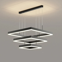 Suspension Moderne Contemporaine Acrylique Noir Nouveau Design Lampe Carrée Salle à Manger Salon Lustres LED