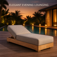 Chaise longue inclinable en teck massif imperméable pour l'extérieur - Design minimaliste moderne et mobile pour hôtel, salon, piscine, plage