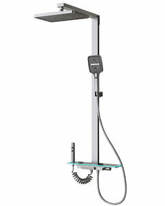 Ensemble de douche mural moderne en aluminium avec affichage LED de la température, mitigeur chaud/froid, 4 fonctions, pour cuisine extérieure - Product Image 1