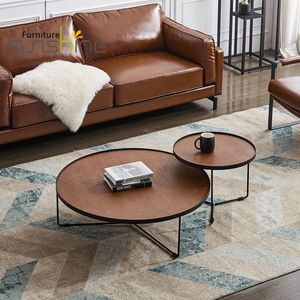 Sunshine CJ-007 Tavolino da Caffè Rotondo in <span class=keywords><strong>Legno</strong></span> con Gambe in <span class=keywords><strong>Metallo</strong></span>, Design Nordico, Estensibile, Arredamento Moderno - Product Image 6