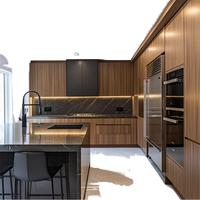 Meubles de cuisine modulaires modernes écologiques avec crédence, finition laquée, évier et robinet inclus