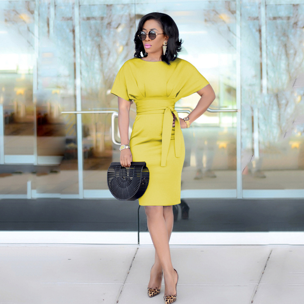 Bdbh 2026 New Model Popular Design Fashion Ladies Office Round Neck Batwing  Tight Bodycon Elegant Dress Women Dress| Alibaba.com