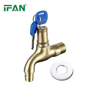 IFAN Free Sample Lockable Water Taps Stainless Steel Bib Cock 1/2'' Outdoor Garden Brass Bibcock With Lock