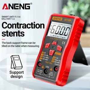 ANENG M118A Digital Mini Multimeter Tester 6000counts Auto Mmultimetro True Rms Tranistor Meter With NCV Data Hold Flashlight