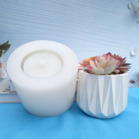Pot de fleurs en ciment en forme de diamant Moule en béton de silicone moulé Moule pour pot de fleurs nordique Outil abrasif pour pot de succulentes en béton