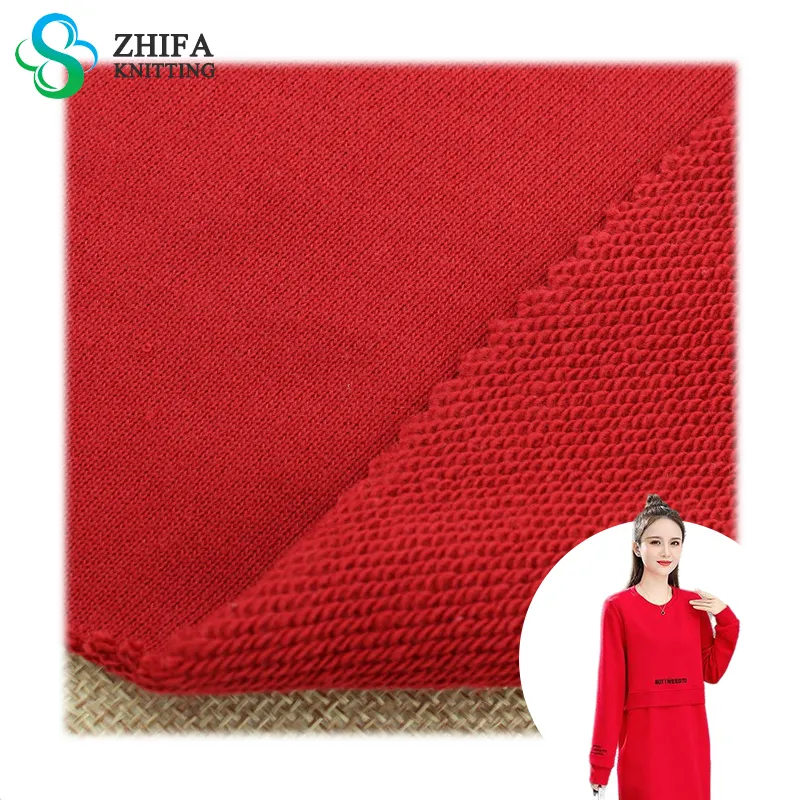 Zhifa เสื้อสเวตเตอร์ผ้าโพลีเอสเตอร์280,ผ้าฝ้าย300/320/55% G 32 Cvc 45% ผ้าเกล็ดปลาเทอร์รี่ขนาดใหญ่