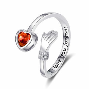 Bague en argent 925 en forme de cœur avec cristal, sertie clos, pour femme, cadeau « Je t'aime pour toujours » - Product Image 4