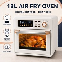 Oven Penggorengan Udara Kapasitas Besar 18L, Rotisserie Digital, 12 Preset, Timer 120 Menit, Bersertifikasi CE CB, Pabrik OEM