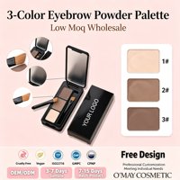 Palette de poudre à sourcils imperméable 3 couleurs personnalisable avec votre logo, avec pinceau, maquillage vegan pour sourcils, créez facilement un effet microblading 3D