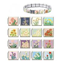Connecteur Magique Créatif Carré en Acier Inoxydable Électroplaqué, Module Floral pour Bijoux DIY, Bracelet Personnalisé Fait Main