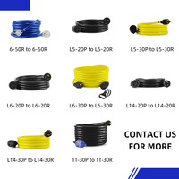 Cable de Extensión RV Multifuncional H05VV-F de 3 Pines, Resistente, NEMA 6-50P/R, 50M, con Luz, Extremo de Goma Azul, IP65, para Exteriores, 15A