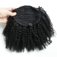 Queue de cheval bouclée crépue en cheveux humains pour enfants, perruque afro naturelle, queue de cheval bouclée crépue, extensions de cheveux afro, 120g