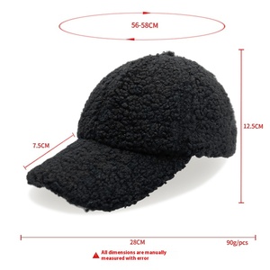 Casquette de baseball en <span class=keywords><strong>laine</strong></span> d'agneau JAC22 W6294 pour homme, chapeau chaud uni léger pour <span class=keywords><strong>femme</strong></span>, idéal pour l'extérieur - Product Image 2