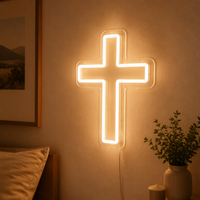 Letrero LED USB con Forma de Cruz, Decoración de Pared, Luz Colgante, Lámpara Decorativa para Hogar, Bar, Boda, Fiesta, Logotipo Personalizado
