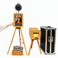 18,5 inch HD touchscreen houten dubbelzijdige fotohokje met ingebouwde pc, compatibel met iPad en DSLR camera, geschikt voor bruiloften, feesten en verhuur.