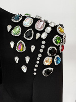Robes pour femmes, robe élégante et modeste avec pierres précieuses et strass, manches longues, robe de soirée formelle pour femmes, robe de soirée glamour