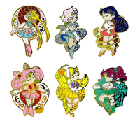 Broches de Metal de Sailor Moon con Diseño de Chica Anime, Decoraciones para Ropa, Venta Caliente