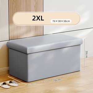 Tabouret Cube pliant en cuir de couleur grise <span class=keywords><strong>pouf</strong></span> lits de rangement canapé pour salon meubles organisateur de rassemblement - Product Image 6