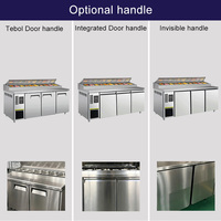 Table de préparation pour pizzas, table réfrigérée, 1,8 m, couvercle en acier inoxydable, économique, idéale pour les restaurants de petite/moyenne taille, rentable