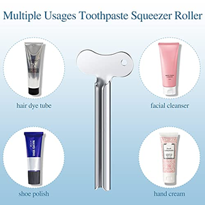 Presse-tube à dentifrice en acier inoxydable, accessoires de salle de bain, distributeur de nettoyant facial et de dentifrice - Product Image 5