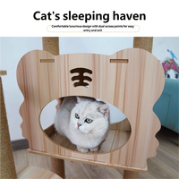 Structure d'escalade pour chat en bois, nid intégré, étagère, maison pour chat quatre saisons, villa, arbre à chat multi-niveaux, colonne à gratter, carton