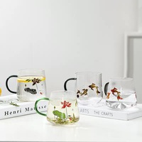 Mug en verre personnalisé à changement de couleur classique pour boissons froides et chaudes, écologique, capacité 350-570 ml, café/thé/lait avec poignée