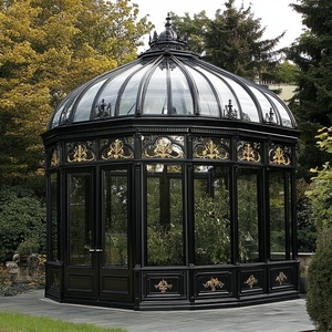 Estructura combinada de pérgolas y invernadero para exteriores de metal con paneles de techo de policarbonato retráctiles - Product Image 2